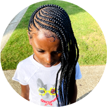 a picture of a girl with lemonade braids